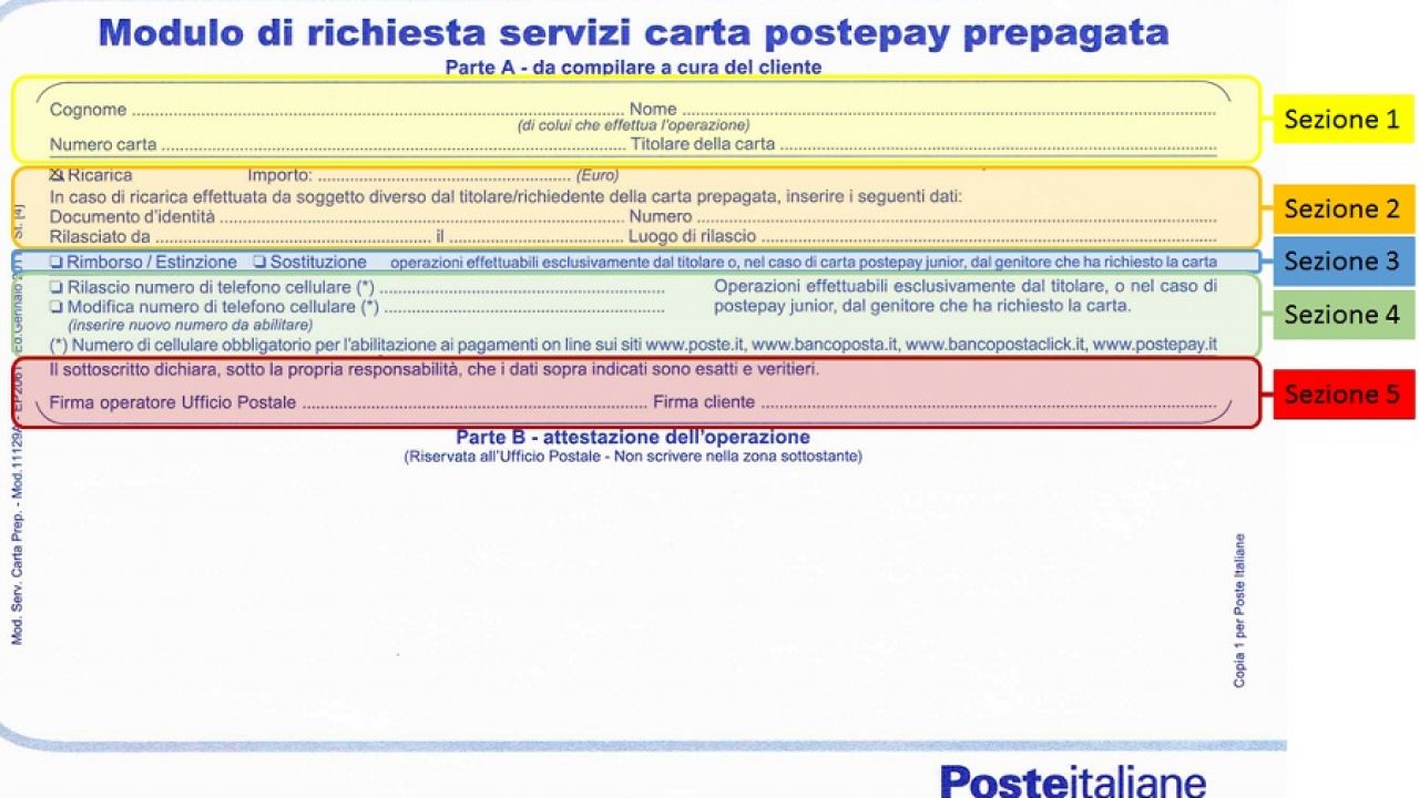 modulo ricarica postepay cos e e come compilarlo libretto di risparmio